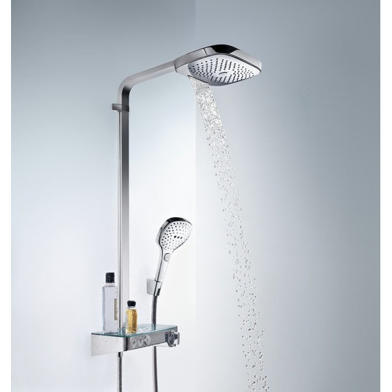 Душевая стойка с термостатом Hansgrohe Raindance Select E 300 Showerpipe 27127400, белый/хром - 2 Душевая стойка с термостатом Hansgrohe Raindance Select E 300 Showerpipe 27127400, белый/хром фото 2