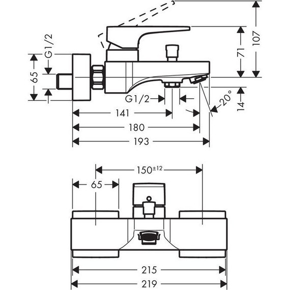 Смеситель для ванны Hansgrohe Metropol 32540000 фото 2