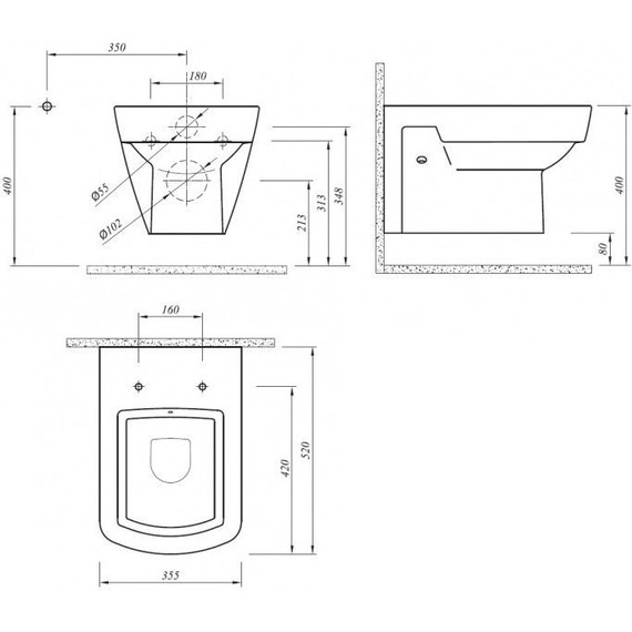 Унитаз подвесной Kale BASICS с крышкой микролифт - 2 Унитаз подвесной Kale BASICS с крышкой микролифт фото 2