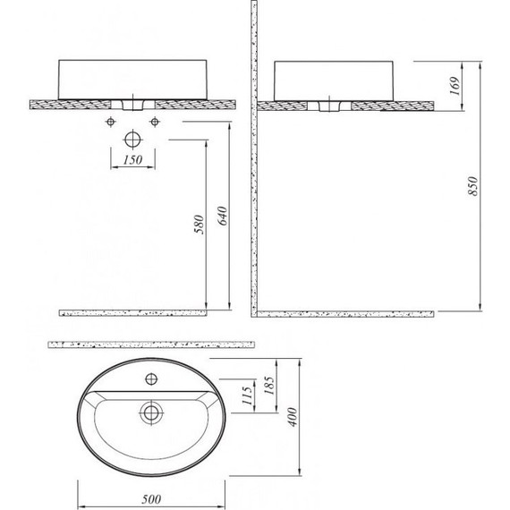 Раковина врезная на столешницу Kale SMARTEDGE 50 см фото 2