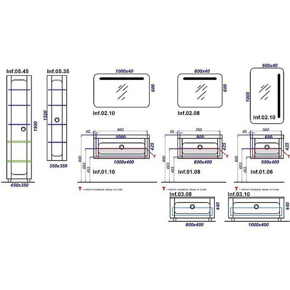 Тумба подвесная с раковиной Aqwella Infinity 80 см Inf.01.08.001 фото 5
