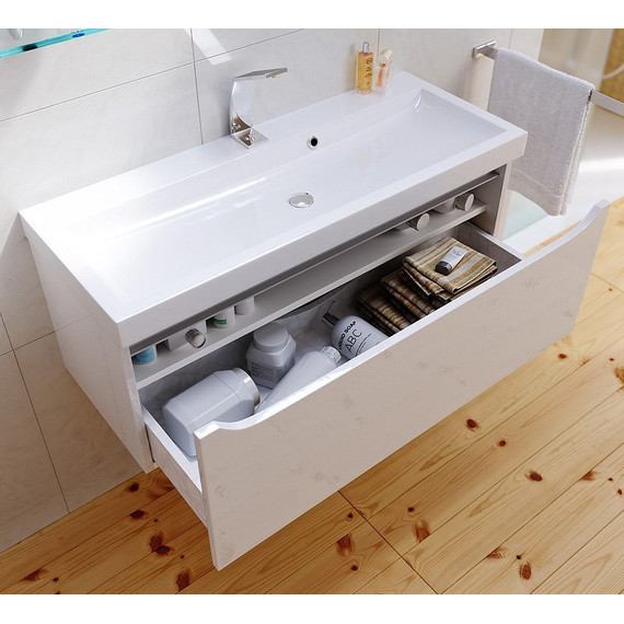 Тумба подвесная с раковиной Aqwella Verona 100 см Ver.01.10/W, Цвет фасада: белый - 3 Тумба подвесная с раковиной Aqwella Verona 100 см Ver.01.10/W, Цвет фасада: белый фото 3