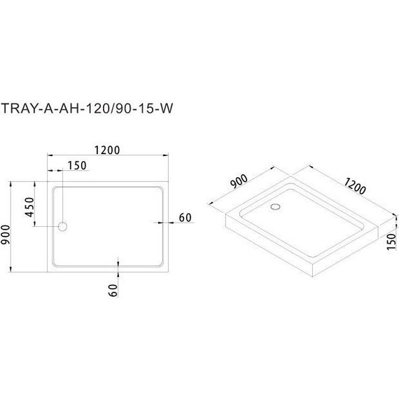 Акриловый поддон Cezares TRAY-A-AH-120/90-15-W 120х90 см - 3 Акриловый поддон Cezares TRAY-A-AH-120/90-15-W 120х90 см фото 3