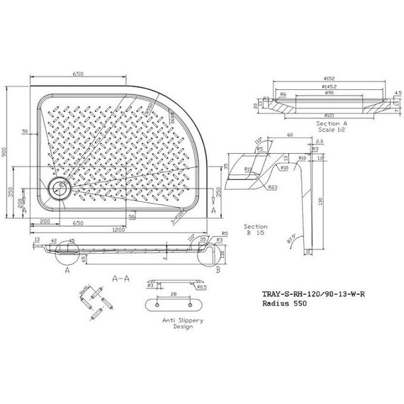 Мраморный поддон Cezares TRAY-S-RH-120/90-13-W-R 120х90 см - 2 Мраморный поддон Cezares TRAY-S-RH-120/90-13-W-R 120х90 см фото 2