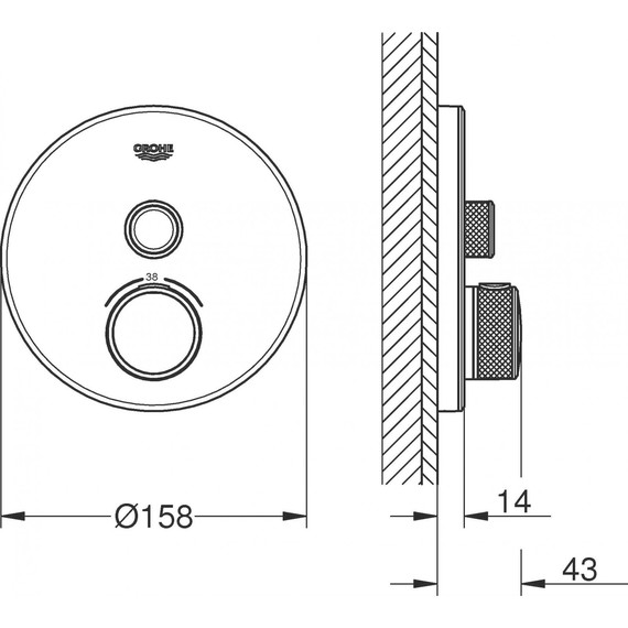 Смеситель для душа с термостатом Grohe Grohtherm SmartControl 29150LS0, белая луна - 2 Смеситель для душа с термостатом Grohe Grohtherm SmartControl 29150LS0, белая луна фото 2