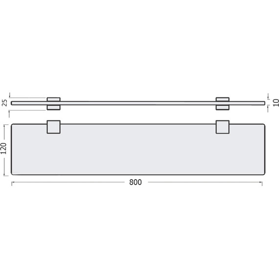 Стеклянная полка Stworki Glass 80 см 3GW264TTKK000, чёрный фото 2