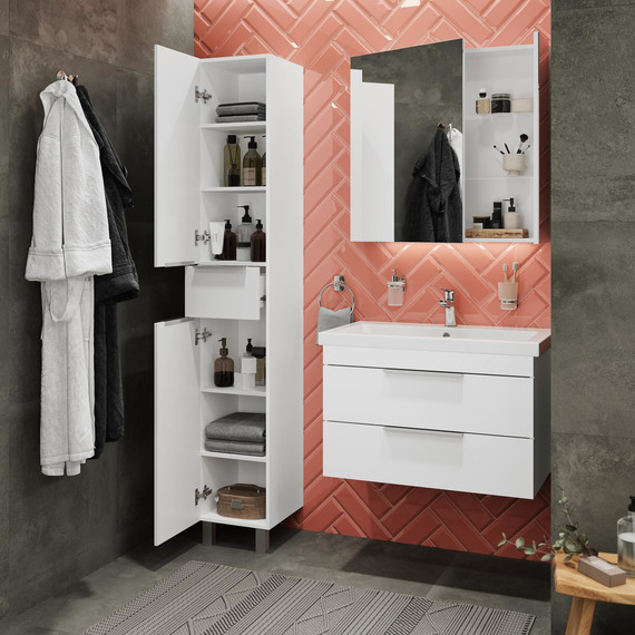 Пенал напольный Stworki Копенгаген С12356, белый фото 4