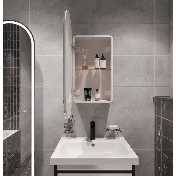 Зеркало-шкаф Stworki Мальмё 45 см МВК074, белый фото 13