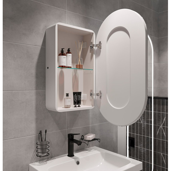 Зеркало-шкаф Stworki Мальмё 45 см МВК074, белый фото 11