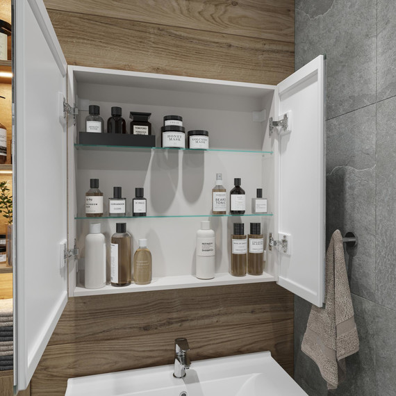 Зеркало-шкаф Stworki Стокгольм 80 см МВК082, белый фото 14