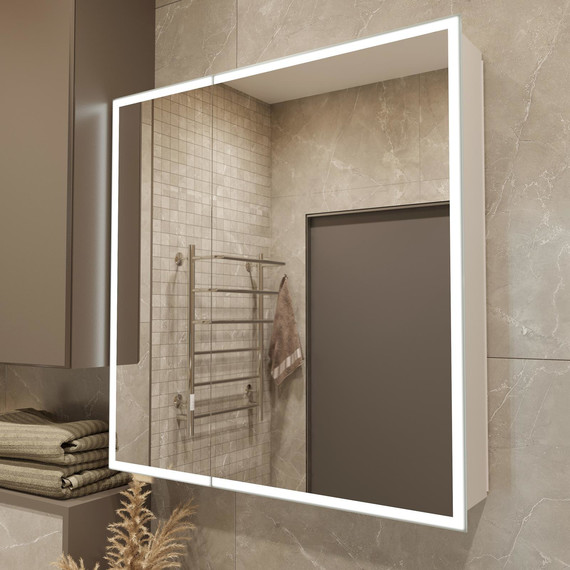 Зеркало-шкаф Stworki Стокгольм 80 см МВК082, белый фото 7