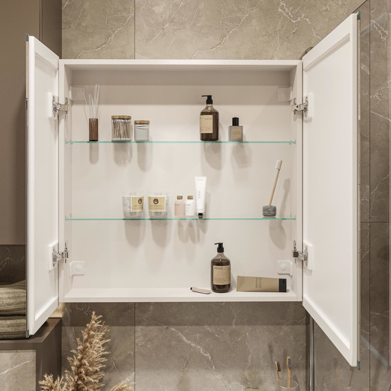 Зеркало-шкаф Stworki Стокгольм 80 см МВК082, белый фото 11