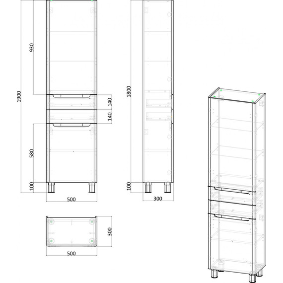 Пенал напольный Stworki Монтре Мон.04.190/N/W, белый фото 2
