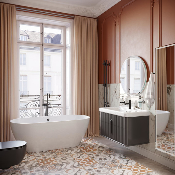 Тумба подвесная с раковиной Stworki Молде 95 см 579360, серый фото 9