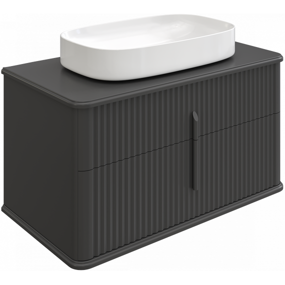Тумба подвесная с раковиной и столешницей Stworki Молде 95 см 579550, чёрный фото 14