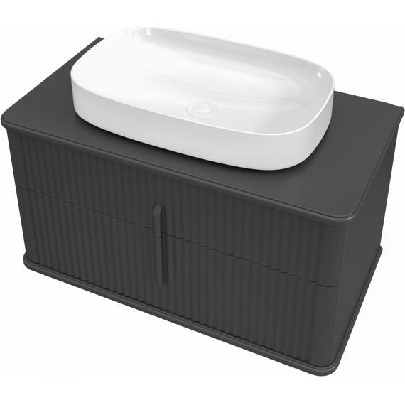 Тумба подвесная с раковиной и столешницей Stworki Молде 95 см 579550, чёрный фото 15