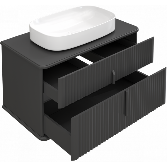 Тумба подвесная с раковиной и столешницей Stworki Молде 95 см 579550, чёрный фото 16
