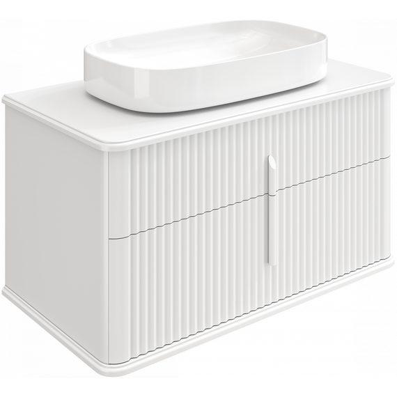 Тумба подвесная с раковиной и столешницей Stworki Молде 95 см 579544, белый фото 17