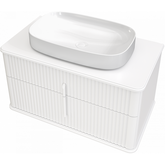 Тумба подвесная с раковиной и столешницей Stworki Молде 95 см 579544, белый фото 18