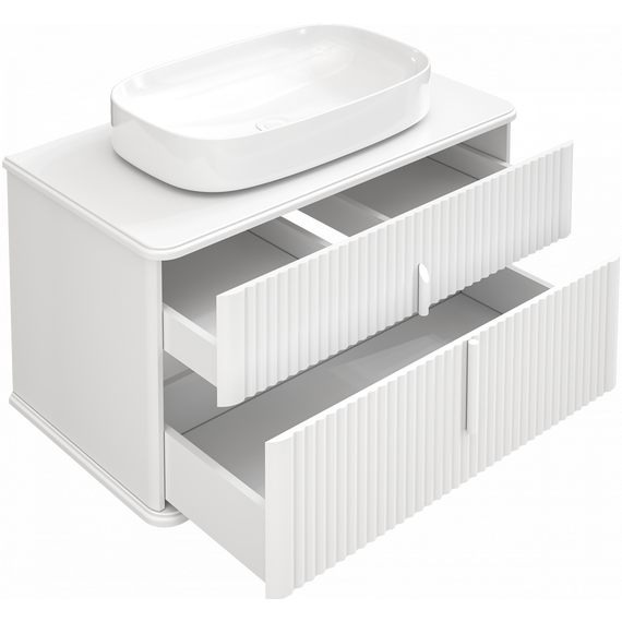Тумба подвесная с раковиной и столешницей Stworki Молде 95 см 579544, белый фото 19