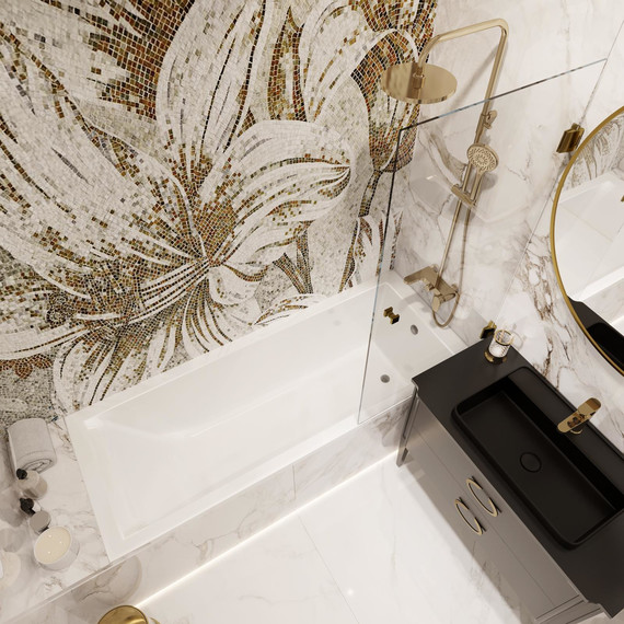 Шторка для ванны Stworki Ольборг 70x140 см MV-OL-70-GL (стекло 8 мм) золото/прозрачное фото 8