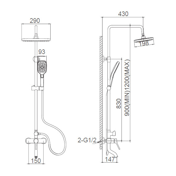 Душевая стойка Stworki Мосс FT13196OBD, чёрный фото 2