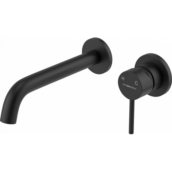 Смеситель для раковины настенный Stworki Ольборг HWM0504-R01BK (со скрытой частью) чёрный фото 6