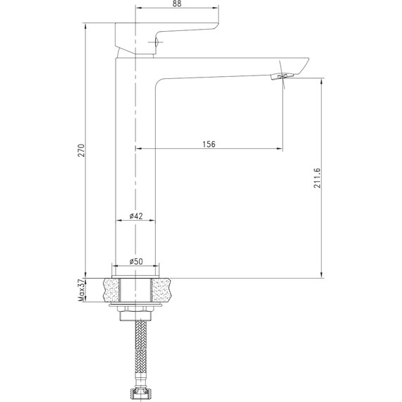 Смеситель для раковины высокий Stworki Флом HDA3331MG фото 2