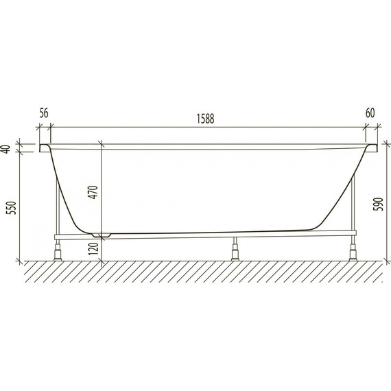 Ванна акриловая Stworki Хальмстад 170x75 см 590593 с каркасом фото 2