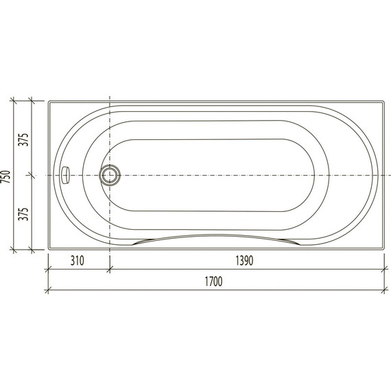 Ванна акриловая Stworki Хальмстад 170x75 см 590593 с каркасом фото 3