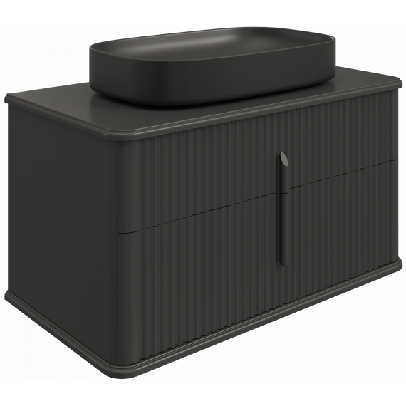 Тумба подвесная с раковиной и столешницей Stworki Молде 95 см 591332, чёрный фото 12