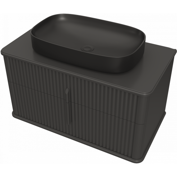 Тумба подвесная с раковиной и столешницей Stworki Молде 95 см 591332, чёрный фото 13