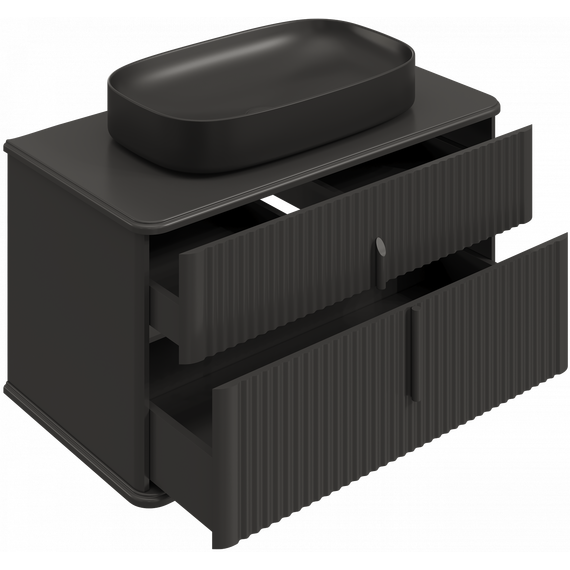 Тумба подвесная с раковиной и столешницей Stworki Молде 95 см 591332, чёрный фото 14