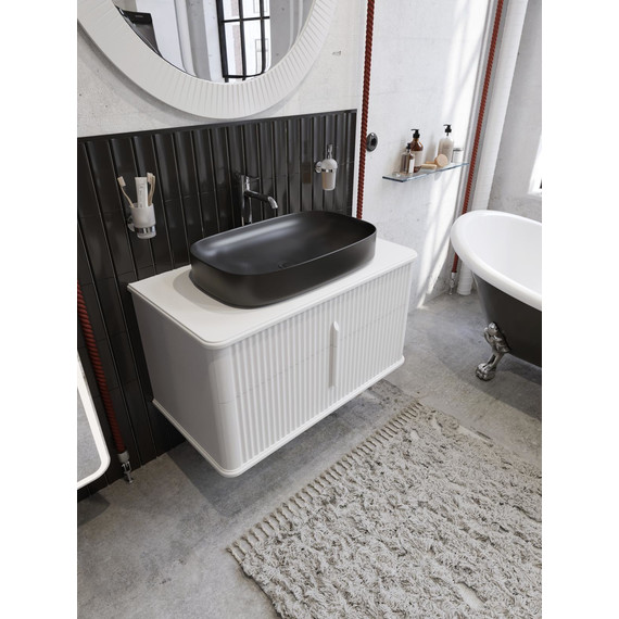 Тумба подвесная с раковиной и столешницей Stworki Молде 95 см 591340, белый фото 7