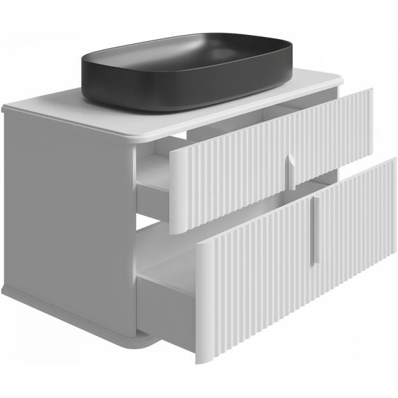 Тумба подвесная с раковиной и столешницей Stworki Молде 95 см 591340, белый фото 12