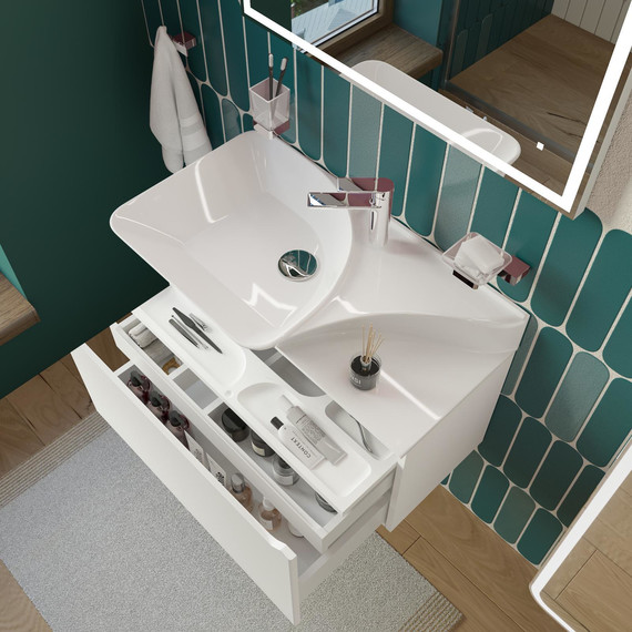Тумба подвесная с раковиной Stworki Ши 80 см TR-593471, белый фото 9