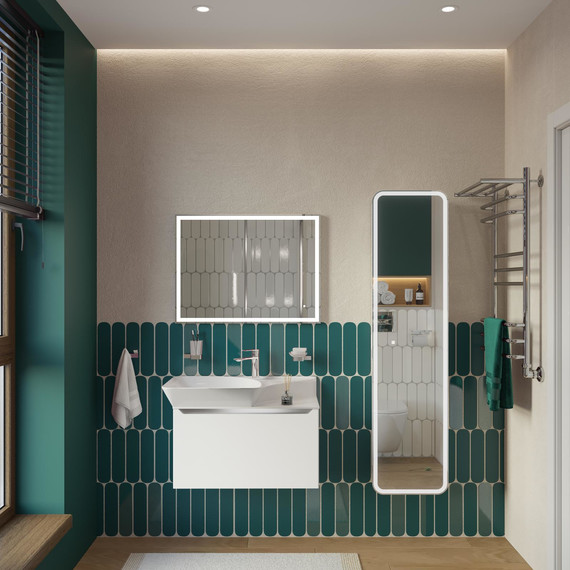 Тумба подвесная с раковиной Stworki Ши 80 см TR-593471, белый фото 6