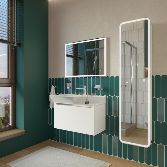 Тумба подвесная с раковиной Stworki Ши 80 см TR-593471, белый фото 7