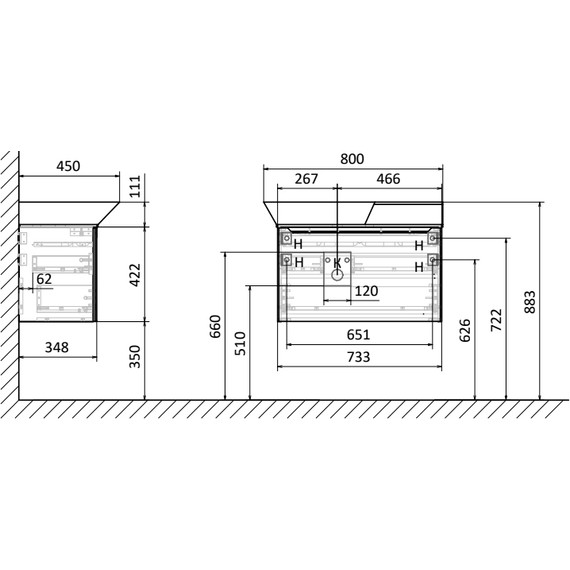 Тумба подвесная с раковиной Stworki Ши 80 см TR-593471, белый фото 4