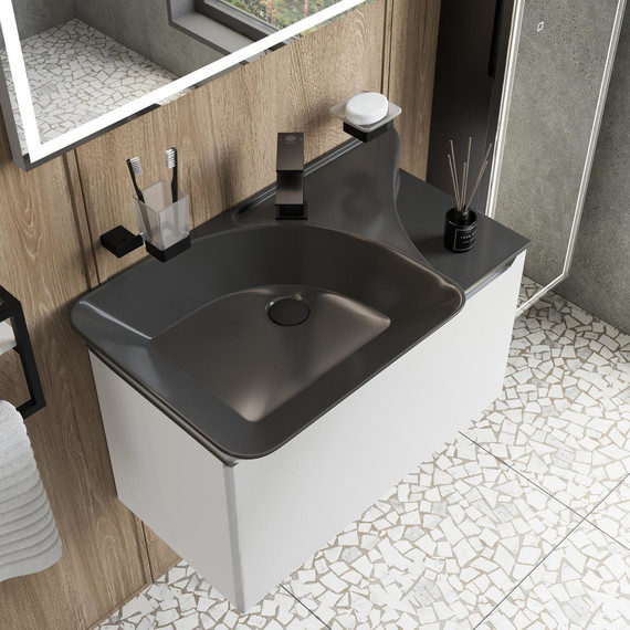 Тумба подвесная с раковиной Stworki Ши 80 см 609720, белый - 5 Тумба подвесная с раковиной Stworki Ши 80 см 609720, белый фото 5