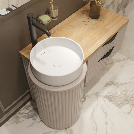 Тумба напольная с раковиной Stworki Lotus 105 см 595442, бежевый фото 4