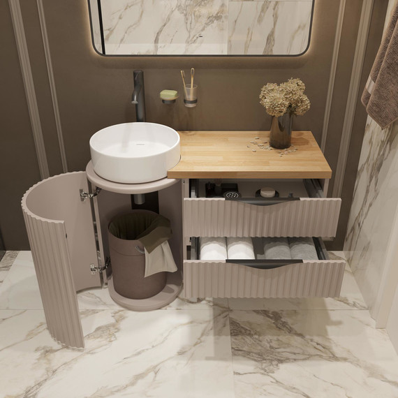 Тумба напольная с раковиной Stworki Lotus 105 см 595442, бежевый фото 5