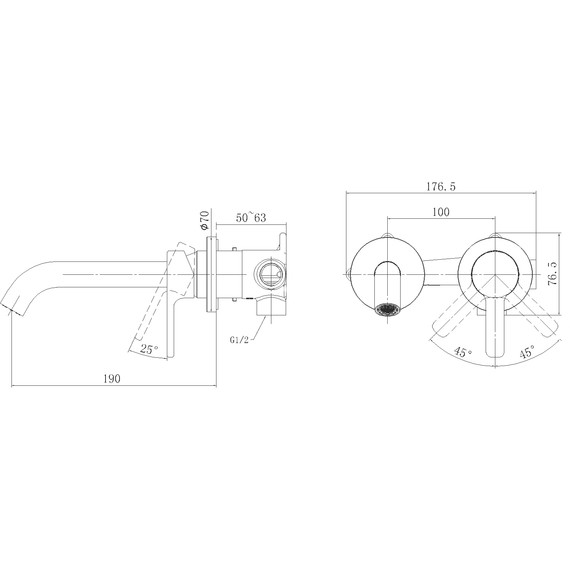 Смеситель для раковины настенный Stworki Стокгольм 32351-595/1BG-IG11 (со скрытой частью) фото 2