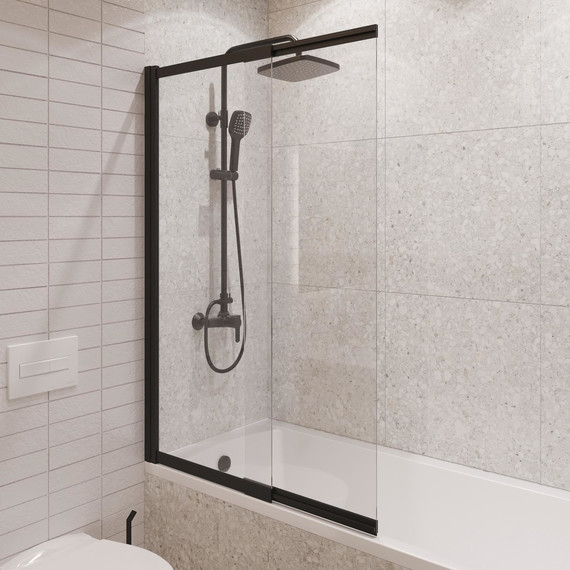 Шторка для ванны Stworki Нюборг 98x145 см STW_801_BL_C, чёрный/прозрачное фото 7