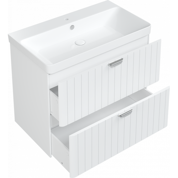 Тумба подвесная с раковиной Stworki Ларвик 80 см 622515, белый фото 14