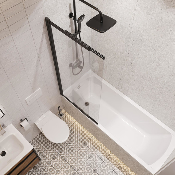 Шторка для ванны Stworki Нюборг 98x145 см STW_801_BL_C, чёрный/прозрачное фото 8