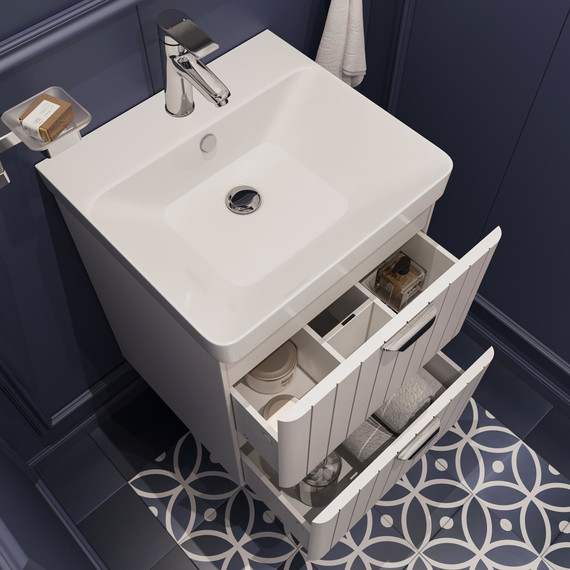 Тумба подвесная с раковиной Stworki Ларвик 50 см 622505, белый фото 5