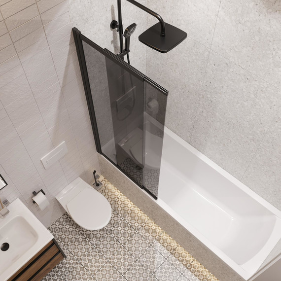 Шторка для ванны Stworki Нюборг 98x145 см STW_801_BL_T, чёрный/тонированное - 8 Шторка для ванны Stworki Нюборг 98x145 см STW_801_BL_T, чёрный/тонированное фото 8