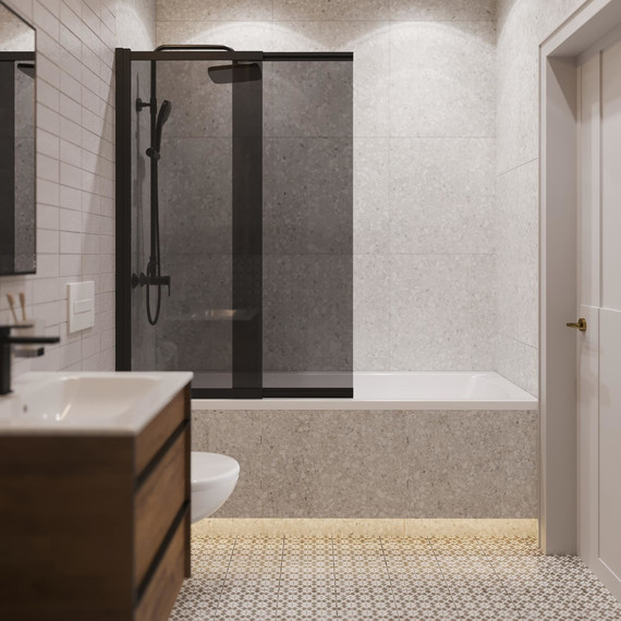 Шторка для ванны Stworki Нюборг 98x145 см STW_801_BL_T, чёрный/тонированное - 7 Шторка для ванны Stworki Нюборг 98x145 см STW_801_BL_T, чёрный/тонированное фото 7