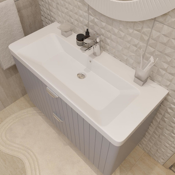 Тумба подвесная с раковиной Stworki Ларвик 105 см TR-622518, серый фото 5